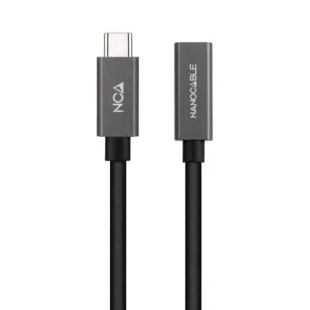 Cable Alargador USB 3.2 Nanocable 10.01.4400/ USB Tipo-C Macho - USB Tipo-C Hembra/ 50cm/ Negro - PixelPlaza