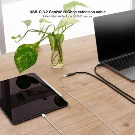 Cable Alargador USB 3.2 Nanocable 10.01.4401/ USB Tipo-C Macho - USB Tipo-C Hembra/ 1m/ Negro - PixelPlaza