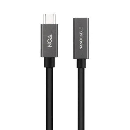 Cable Alargador USB 3.2 Nanocable 10.01.4402/ USB Tipo-C Macho - USB Tipo-C Hembra/ 2m/ Negro - PixelPlaza