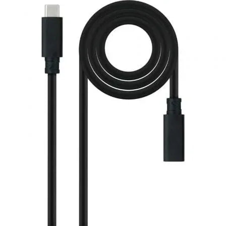 Cable Alargador USB Tipo-C 3.2 Nanocable 10.01.4500/ USB Tipo-C Macho - USB Tipo-C Hembra/ 50cm/ Negro - PixelPlaza