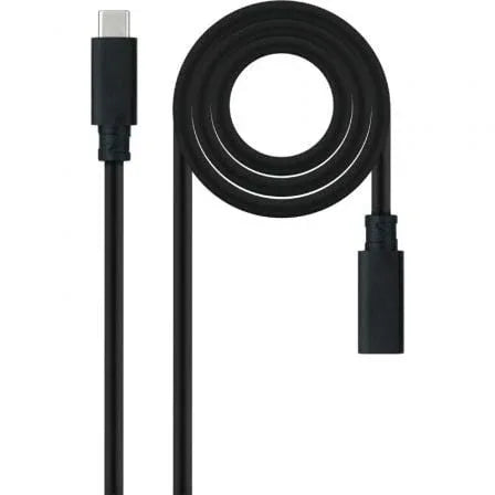 Cable Alargador USB Tipo-C 3.2 Nanocable 10.01.4501/ USB Tipo-C Macho - USB Tipo-C Hembra/ 1m/ Negro - PixelPlaza