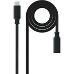 Cable Alargador USB Tipo-C 3.2 Nanocable 10.01.4502/ USB Tipo-C Macho - USB Tipo-C Hembra/ 2m/ Negro - PixelPlaza