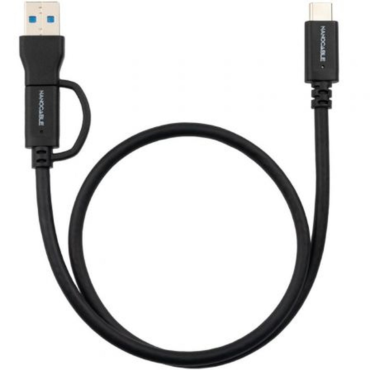 Cable USB 3.2 Tipo-C Nanocable 10.01.4800/ USB Tipo-C Macho/ USB Macho - USB Tipo-C Macho/ Hasta 60W/ 10Gbps/ 50cm/ Negro