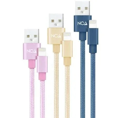 Cables USB 2.0 Lightning Nanocable 10.10.0401-CO2/ USB Macho - Lightning Macho/ 1m/ 3 Unidades/ Rosa, Dorado, Azul Pacífico - PixelPlaza