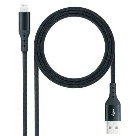 Cable USB 2.0 Lightning Nanocable 10.10.0401-COBK/ USB Macho - Lightning Macho/ 1m/ Negro - PixelPlaza