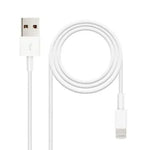 Cable USB 2.0 Lightning Nanocable 10.10.0402/ USB Macho - Lightning Macho/ 2m/ Blanco - PixelPlaza