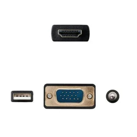 Cable Conversor Nanocable 10.15.4350/ HDMI Macho - VGA Macho - Jack 3.5 Macho - USB Macho/ 1.8m/ Negro - PixelPlaza