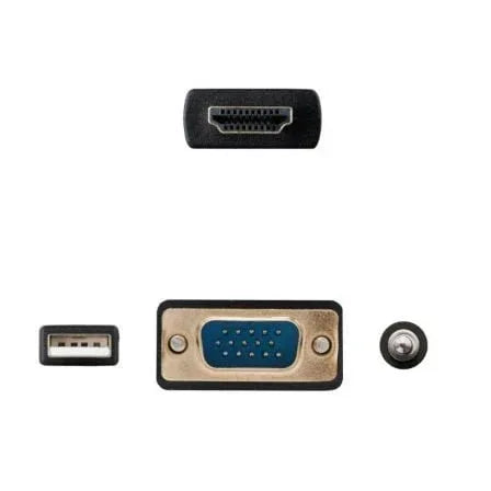 Cable Conversor Nanocable 10.15.4350/ HDMI Macho - VGA Macho - Jack 3.5 Macho - USB Macho/ 1.8m/ Negro - PixelPlaza