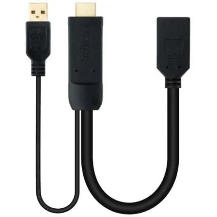 Cable Conversor Nanocable 10.16.0205/ HDMI Macho - DisplayPort Hembra/ 20cm/ Negro - PixelPlaza