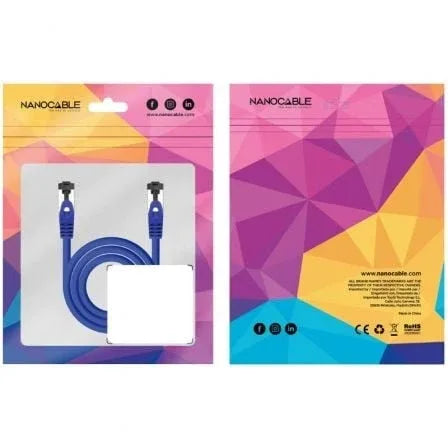 Cable de Red RJ45 SSTP Nanocable 10.20.2000-BL Cat.8.1/ 50cm/ Azul - PixelPlaza