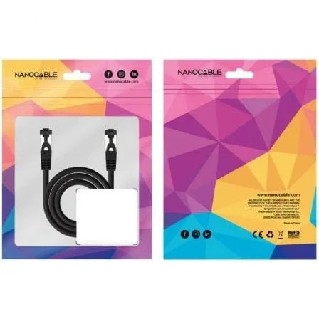 Cable de Red RJ45 SSTP Nanocable 10.20.2000-L25-BK Cat.8.1/ 25cm/ Negro - PixelPlaza