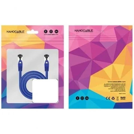 Cable de Red RJ45 SSTP Nanocable 10.20.2001-BL Cat.8.1/ 1m/ Azul - PixelPlaza