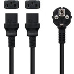 Cable Alimentación Nanocable 10.22.0100-L300/ Schuko Macho - 2 x C13 Hembra/ 3m/ Negro - PixelPlaza