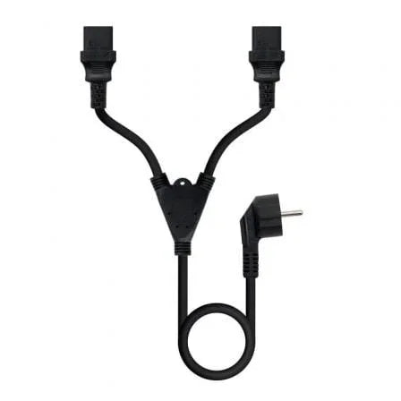Cable Alimentación Nanocable 10.22.0100/ Schuko Macho - 2 x C13 Hembra/ 1.8m/ Negro - PixelPlaza