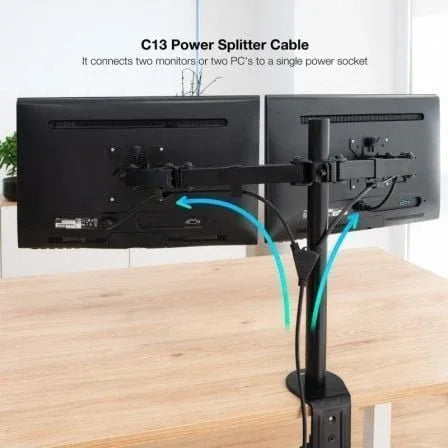 Cable Alimentación Nanocable 10.22.0100/ Schuko Macho - 2 x C13 Hembra/ 1.8m/ Negro - PixelPlaza