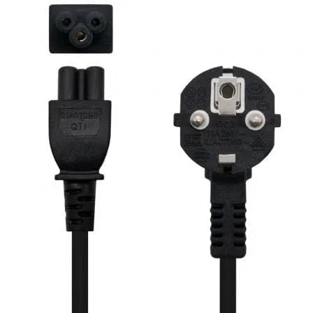 Cable Alimentación Trébol Nanocable 10.22.0302-L200/ Schuko Macho - C5 Hembra/ 2m/ Negro - PixelPlaza