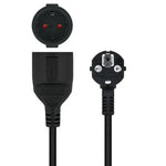 Cable Alargador de Corriente Nanocable 10.22.0602-BK/ Schuko Hembra - Schuko Macho/ 2m/ Negro - PixelPlaza