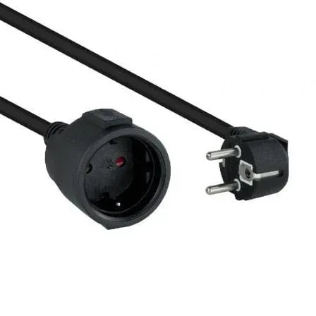 Cable Alargador de Corriente Nanocable 10.22.0605-BK/ Schuko Hembra - Schuko Macho/ 5m/ Negro - PixelPlaza