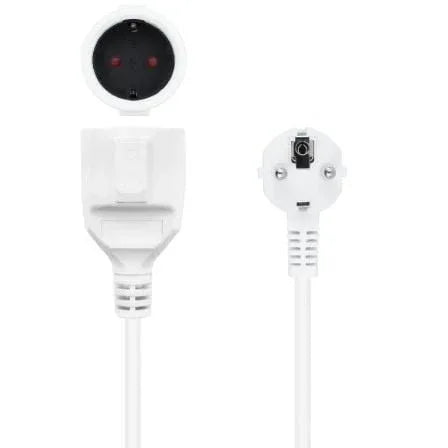 Cable Alargador de Corriente Nanocable 10.22.0605-W/ Schuko Hembra - Schuko Macho/ 5m/ Blanco - PixelPlaza