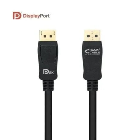 Cable DisplayPort 1.4 8K Nanocable 10.15.2501-L150/ DisplayPort Macho - DisplayPort Macho/ 1.5m/ Certificado/ Negro - PixelPlaza