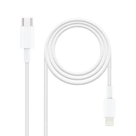 Cable USB 2.0 Tipo-C Lightning Nanocable 10.10.0600/ USB Tipo-C Macho - Lightning Macho/ 50cm/ Blanco - PixelPlaza