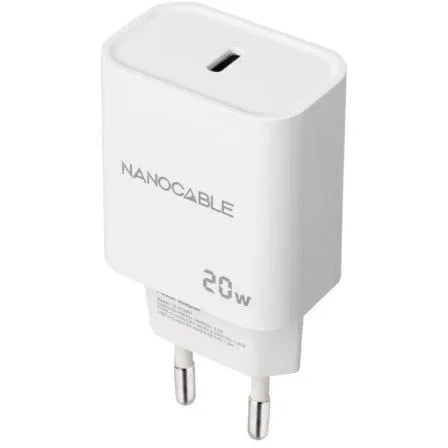 Cargador de Pared Nanocable 10.10.2005/ 1xUSB Tipo-C/ 20W/ Blanco - PixelPlaza