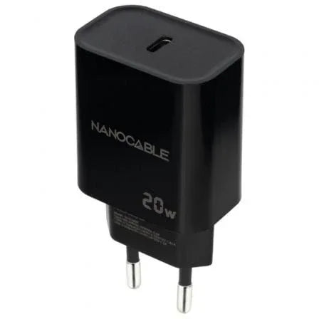 Cargador de Pared Nanocable 10.10.2006/ 1xUSB Tipo-C/ 20W/ Negro - PixelPlaza