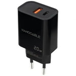 Cargador de Pared Nanocable 10.10.2008/ 1xUSB/ 1xUSB Tipo-C/ 20W/ Negro - PixelPlaza