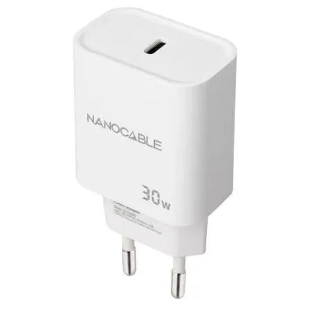 Cargador de Pared Nanocable 10.10.2009/ 1xUSB Tipo-C/ 30W/ Blanco - PixelPlaza