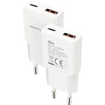 Cargador de Pared Nanocable 10.10.2022/ 1xUSB Tipo-C/ 1xUSB/ 20W/ Blanco - PixelPlaza