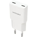 Cargador de Pared Nanocable 10.10.2023/ 2xUSB Tipo-C/ 20W/ Blanco - PixelPlaza