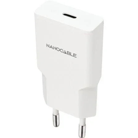 Cargador de Pared Nanocable 10.10.2024/ 1xUSB Tipo-C/ 25W/ Blanco - PixelPlaza