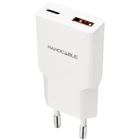 Cargador de Pared Nanocable 10.10.2028/ 1xUSB Tipo-C/ 1xUSB Macho/ 30W/ Blanco - PixelPlaza
