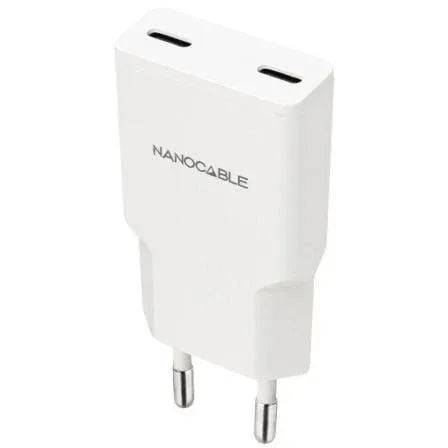 Cargador de Pared Nanocable 10.10.2029/ 2xUSB Tipo-C/ 30W/ Blanco - PixelPlaza