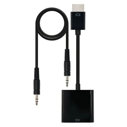 Conversor Nanocable 10.16.2001-BK/ HDMI Macho - VGA Hembra/ Jack 3.5 Hembra/ 10cm/ Negro - PixelPlaza