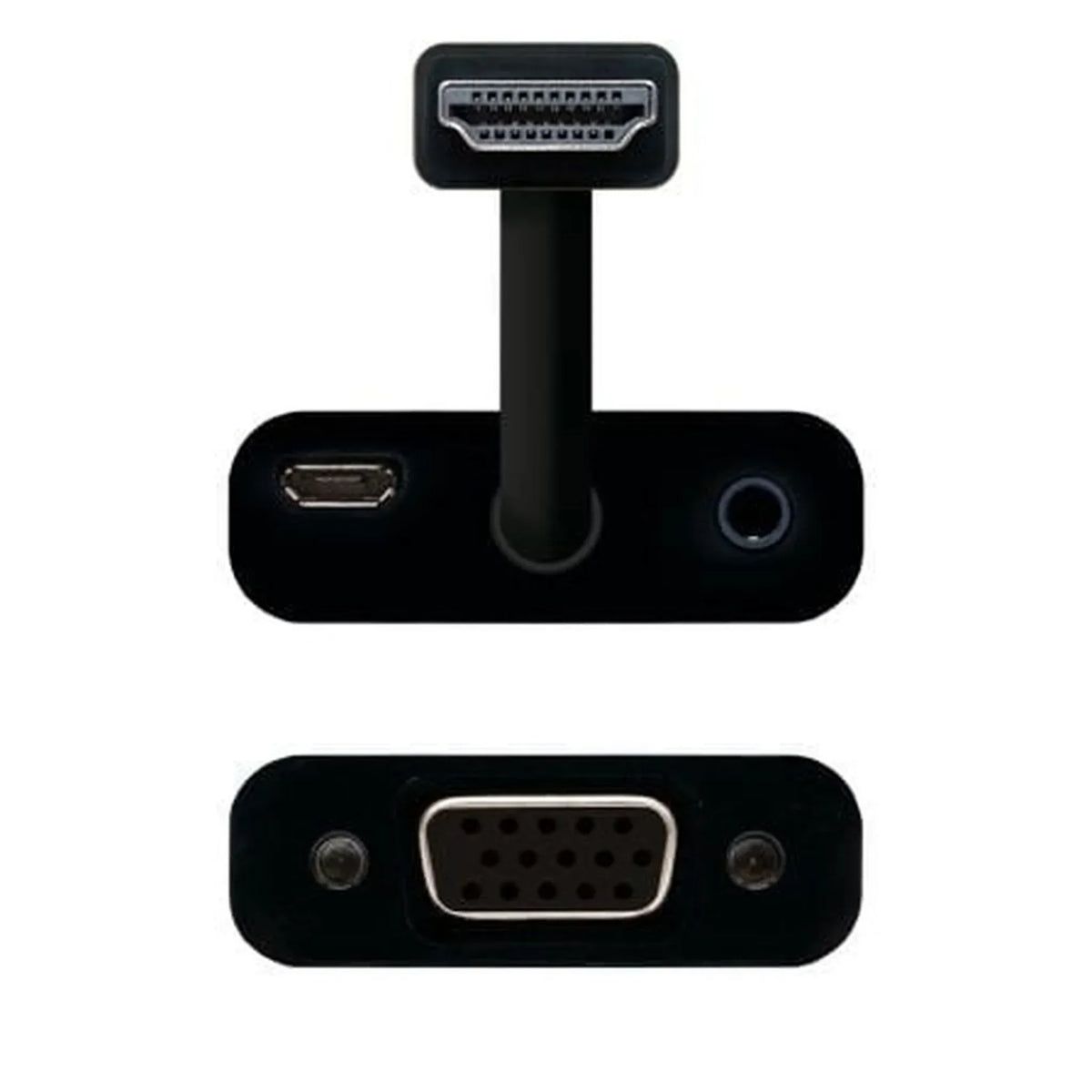 Conversor Nanocable 10.16.2001-BK/ HDMI Macho - VGA Hembra/ Jack 3.5 Hembra/ 10cm/ Negro - PixelPlaza
