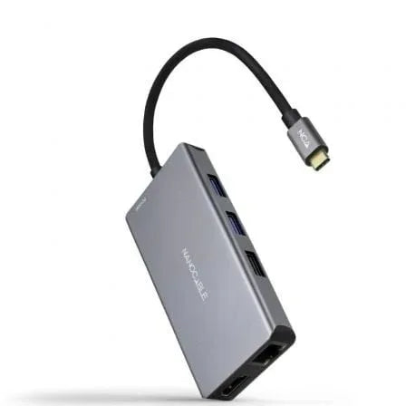 Docking Tipo-C Nanocable 10.16.1009/ 3xUSB/ 2xHDMI 4K/ 1xRJ45/ 1xLector tarjetas/ 1xUSB Tipo-C PD/ Gris - PixelPlaza