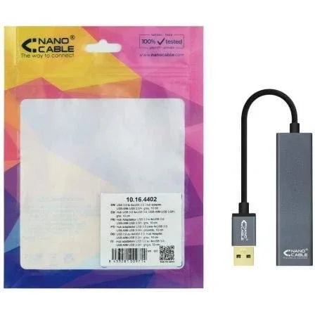 Hub USB 3.0 Nanocable 10.16.4402/ 4xUSB/ Gris - PixelPlaza