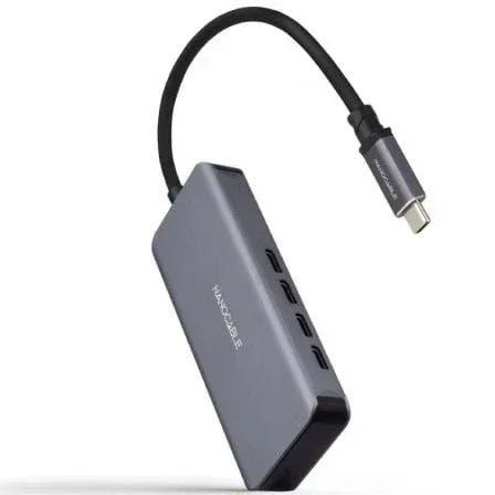 Hub USB Tipo-C Nanocable 10.16.4504/ 4xUSB Tipo-C/ Gris - PixelPlaza