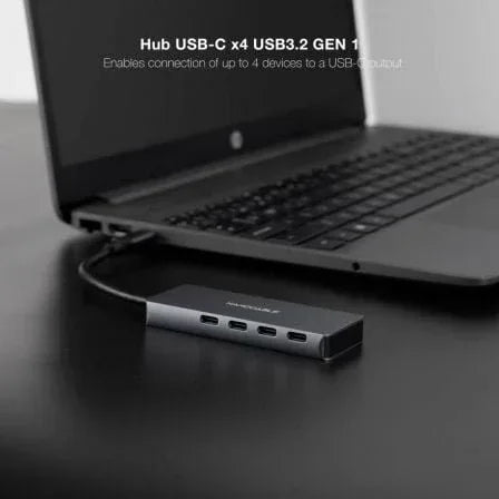 Hub USB Tipo-C Nanocable 10.16.4504/ 4xUSB Tipo-C/ Gris - PixelPlaza