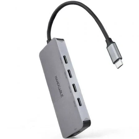 Hub USB Tipo-C Nanocable 10.16.4505/ 4xUSB Tipo-C/ 1xUSB Tipo-C DP/ Gris - PixelPlaza
