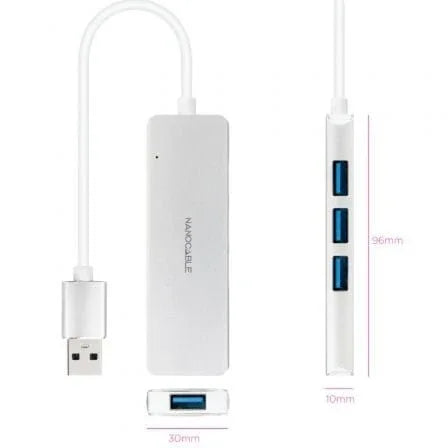 Hub USB 3.0 Nanocable 10.16.4602/ 4xUSB/ Gris - PixelPlaza
