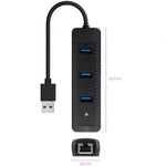 Hub USB 3.0 Nanocable 10.16.4604/ 3xUSB/ 1xRJ45/ Negro