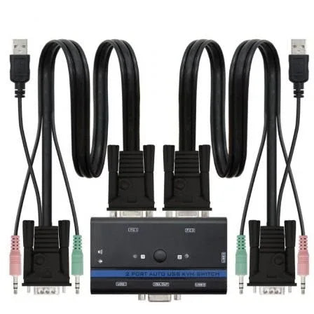 KVM Switch Nanocable 10.12.0001/ PC - CPU: 2 VGA + 2 USB + 4 JACK 3.5 / CONSOLA: 2 USB + VGA + 2 JACK 2.5/ 1.4m - PixelPlaza
