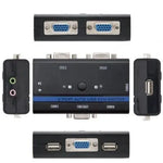 KVM Switch Nanocable 10.12.0001/ PC - CPU: 2 VGA + 2 USB + 4 JACK 3.5 / CONSOLA: 2 USB + VGA + 2 JACK 2.5/ 1.4m - PixelPlaza