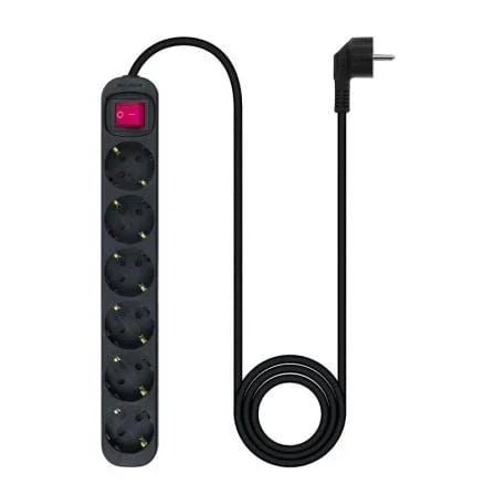 Regleta con Interruptor Nanocable 10.37.0006-BK/ 6 Tomas de Corriente/ Cable 1.4m/ Negro - PixelPlaza
