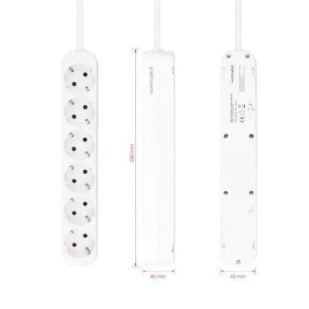 Regleta Nanocable 10.37.0006-NS/ 6 Tomas de Corriente/ Cable 1.4m/ Blanca - PixelPlaza