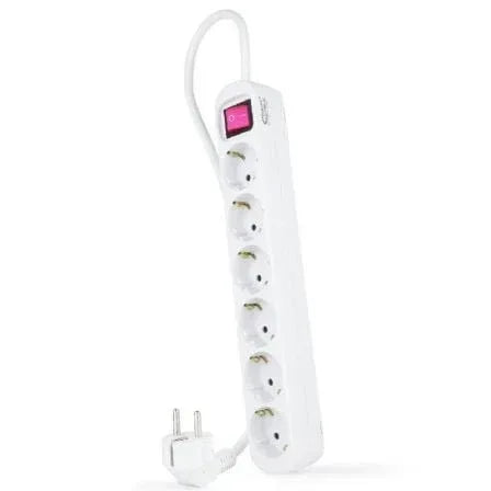 Regleta con Interruptor Nanocable 10.37.0006/ 6 Tomas de Corriente/ Cable 1.4m/ Blanca - PixelPlaza