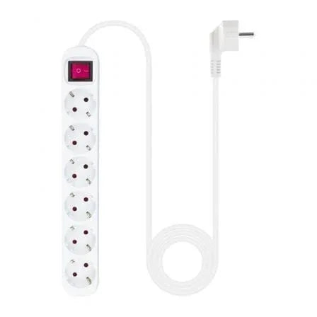Regleta con Interruptor Nanocable 10.37.0006/ 6 Tomas de Corriente/ Cable 1.4m/ Blanca - PixelPlaza