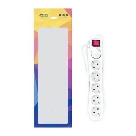 Regleta con Interruptor Nanocable 10.37.0006/ 6 Tomas de Corriente/ Cable 1.4m/ Blanca - PixelPlaza